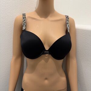 Victoria's Secret Black Bra with Patterned Straps